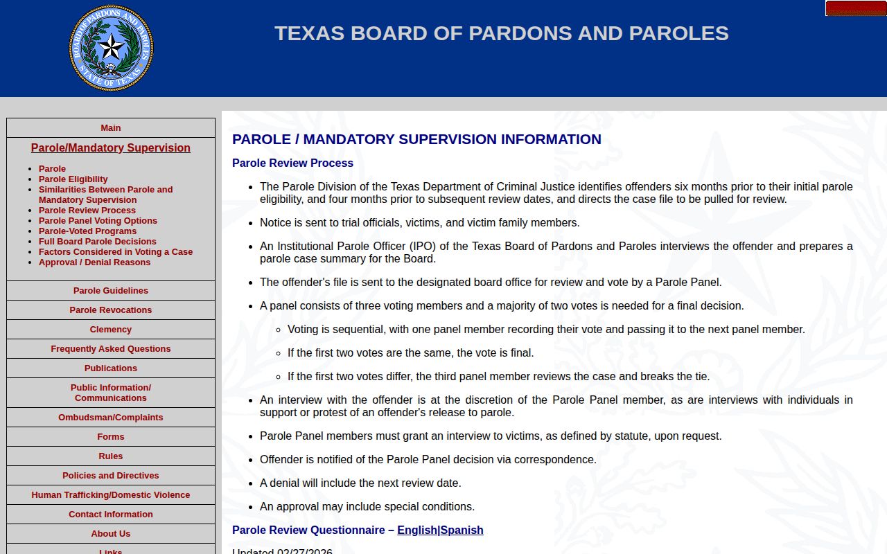 Stonewall County parole release file review process